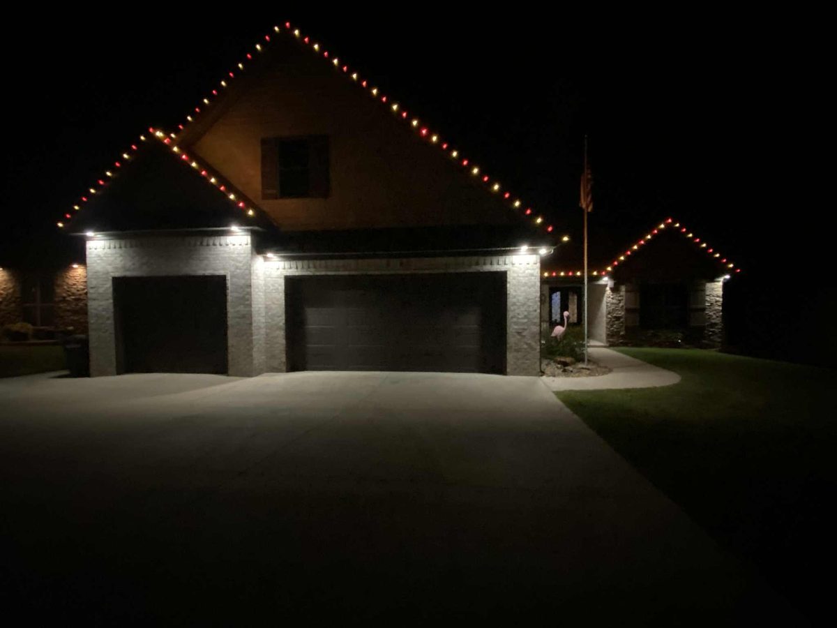 Warm white Christmas light installation Central Arkansas